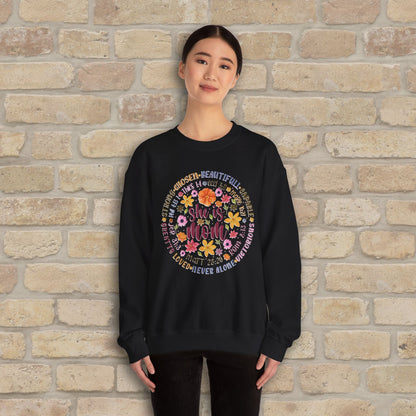 Graphic & Text She Is Mom Attribute Circle Sweatshirt - Vibrant Styles