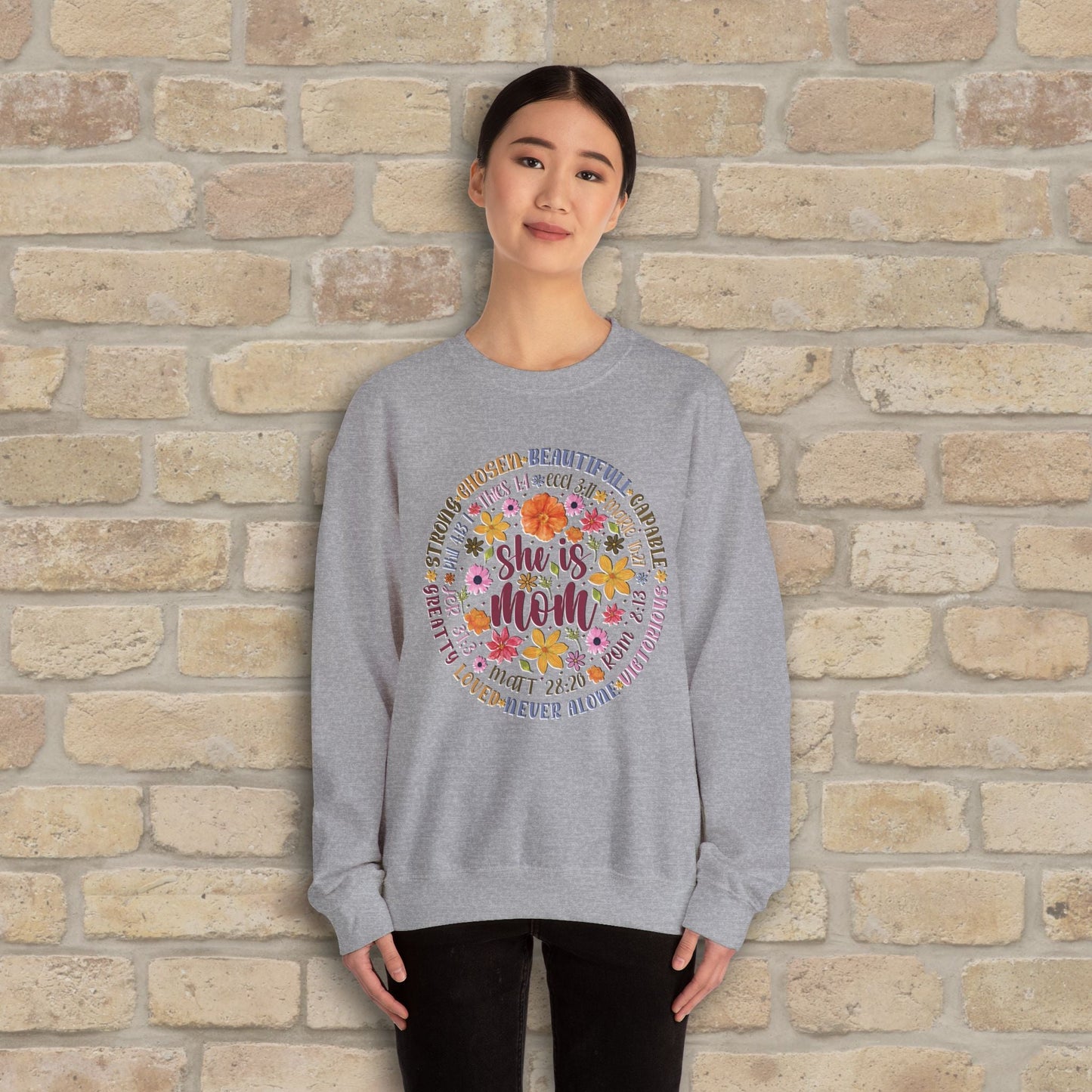 Graphic & Text She Is Mom Attribute Circle Sweatshirt - Vibrant Styles