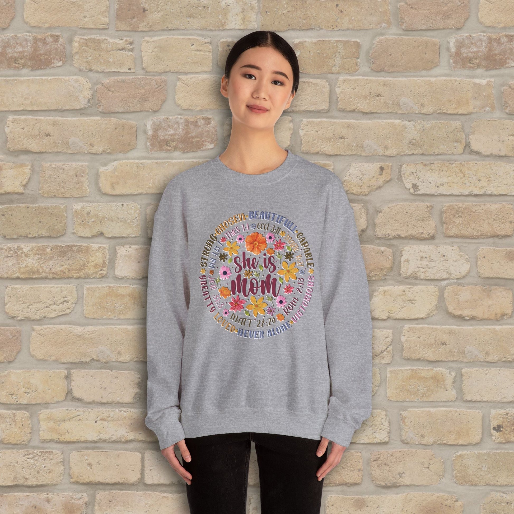 Graphic & Text She Is Mom Attribute Circle Sweatshirt - Vibrant Styles