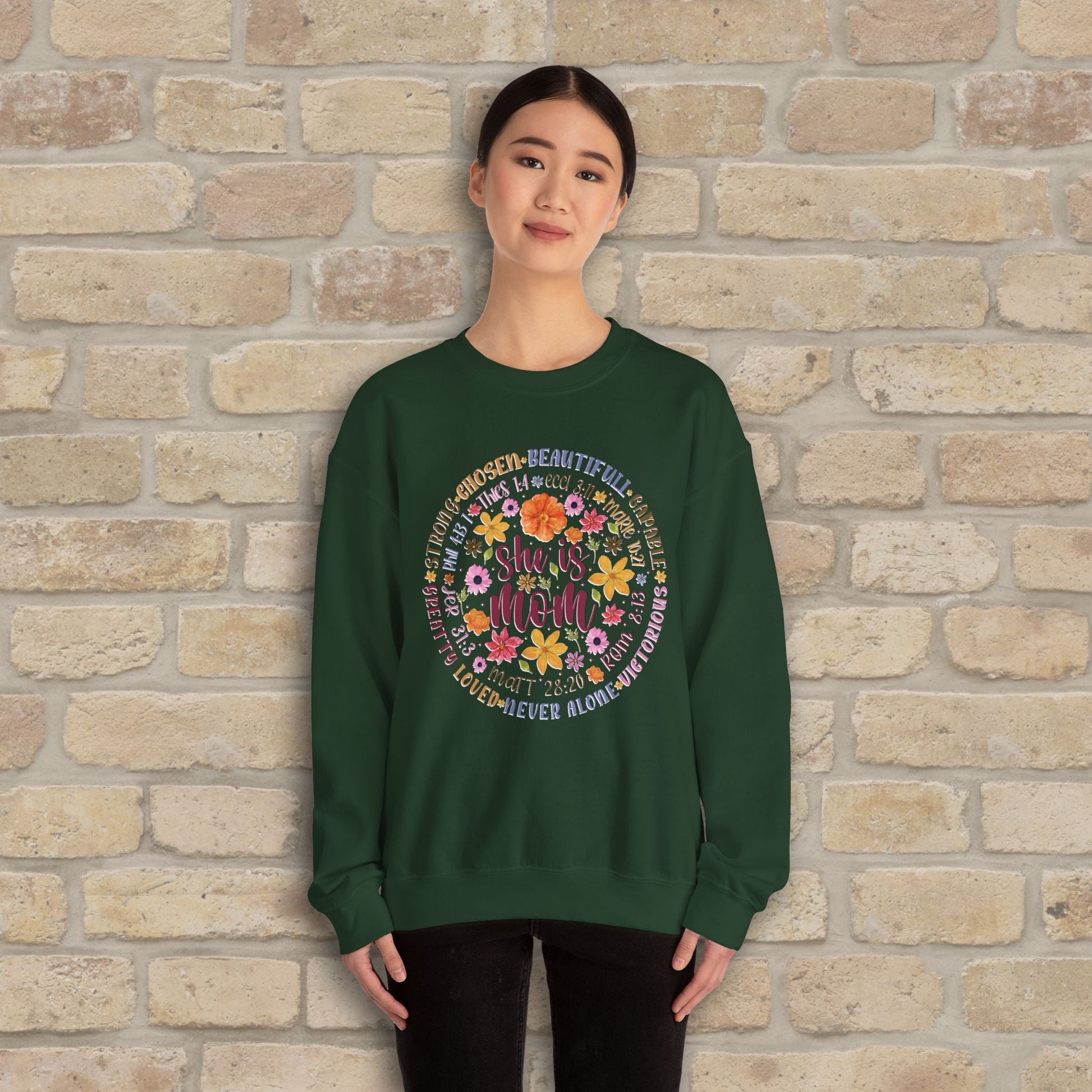 Graphic & Text She Is Mom Attribute Circle Sweatshirt - Vibrant Styles