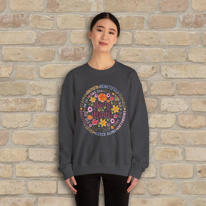 Graphic & Text She Is Mom Attribute Circle Sweatshirt - Vibrant Styles