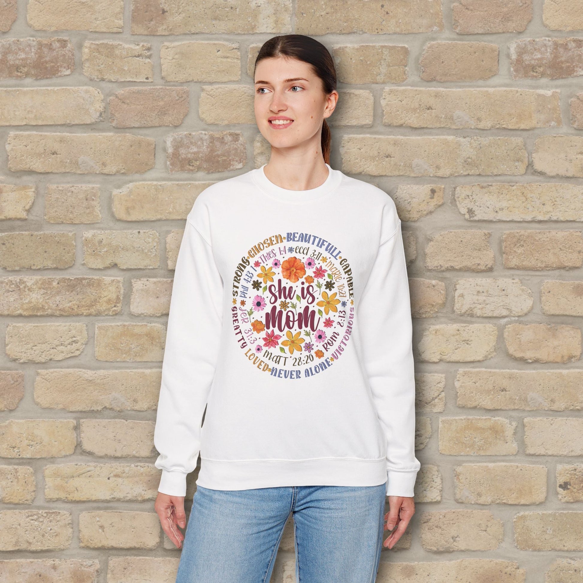 Graphic & Text She Is Mom Attribute Circle Sweatshirt - Vibrant Styles