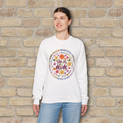 Graphic & Text She Is Mom Attribute Circle Sweatshirt - Vibrant Styles