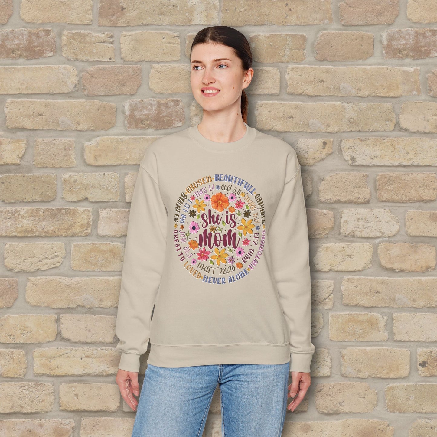 Graphic & Text She Is Mom Attribute Circle Sweatshirt - Vibrant Styles