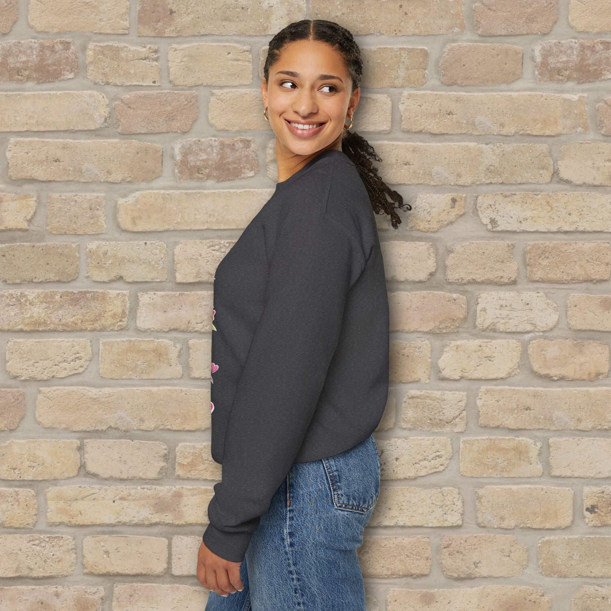 Graphic & Text She Is Mom Attributes & Bouquet Sweatshirt - Vibrant Styles