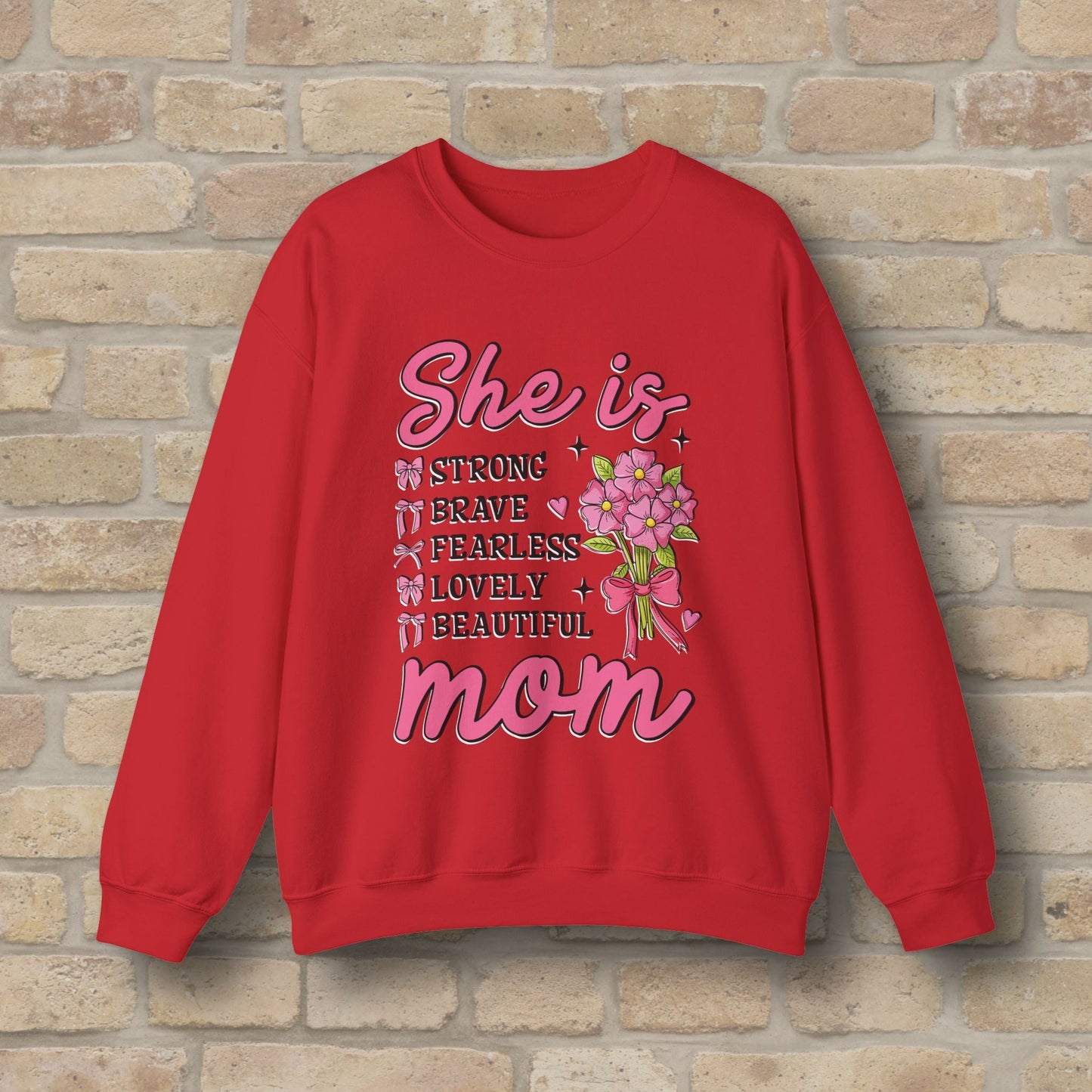 Graphic & Text She Is Mom Attributes & Bouquet Sweatshirt - Vibrant Styles