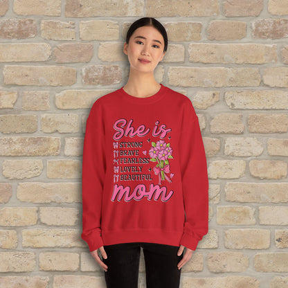 Graphic & Text She Is Mom Attributes & Bouquet Sweatshirt - Vibrant Styles
