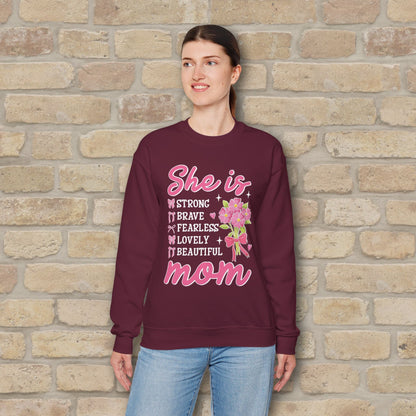 Graphic & Text She Is Mom Attributes & Bouquet Sweatshirt - Vibrant Styles