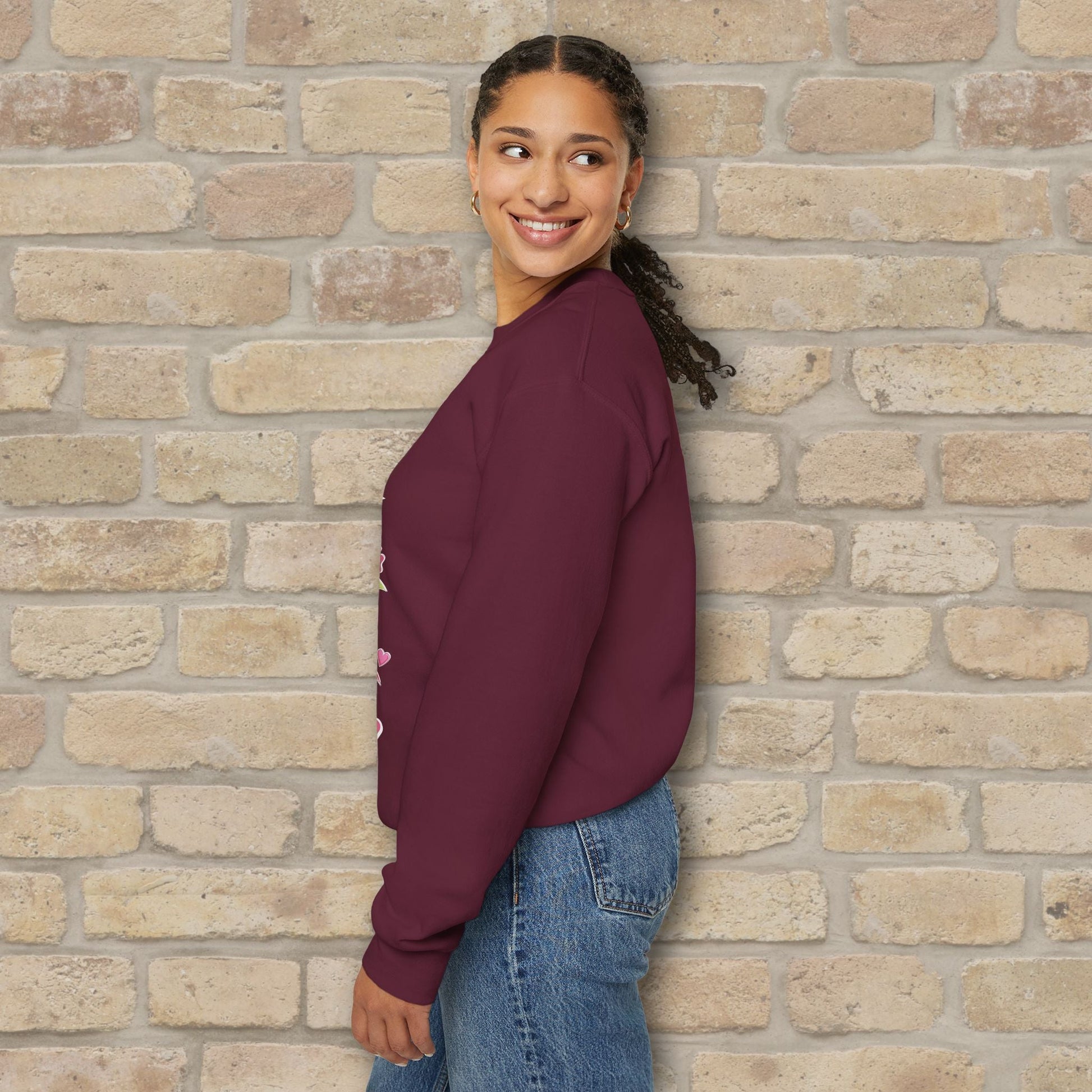 Graphic & Text She Is Mom Attributes & Bouquet Sweatshirt - Vibrant Styles
