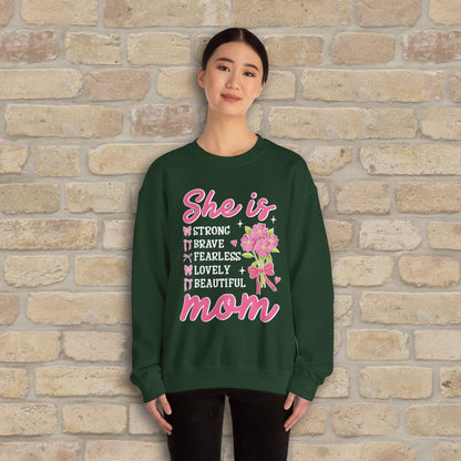 Graphic & Text She Is Mom Attributes & Bouquet Sweatshirt - Vibrant Styles