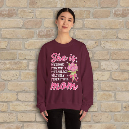 Graphic & Text She Is Mom Attributes & Bouquet Sweatshirt - Vibrant Styles