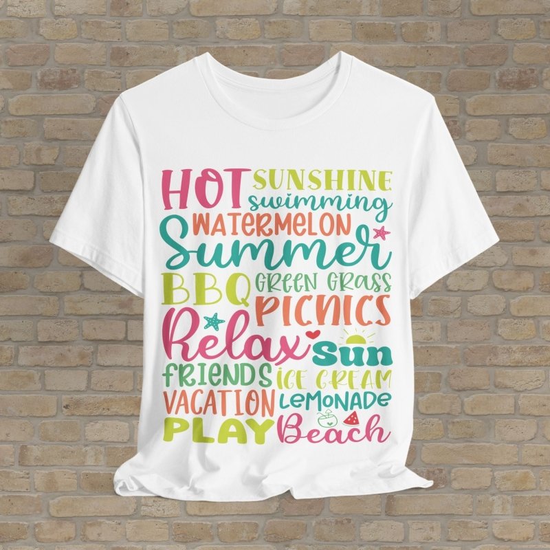 Mostly Text T-Shirts Summer Vibes Tee - Vibrant Styles