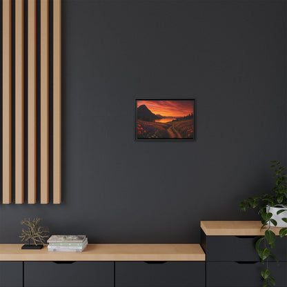 Canvas Sunset Wildflower Bend Matte Canvas, Pinewood Framed - Vibrant Styles
