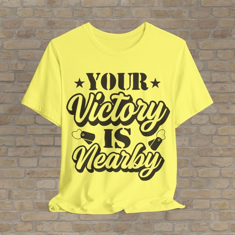 Mostly Text T-Shirts Victory Awaits Tee - Vibrant Styles