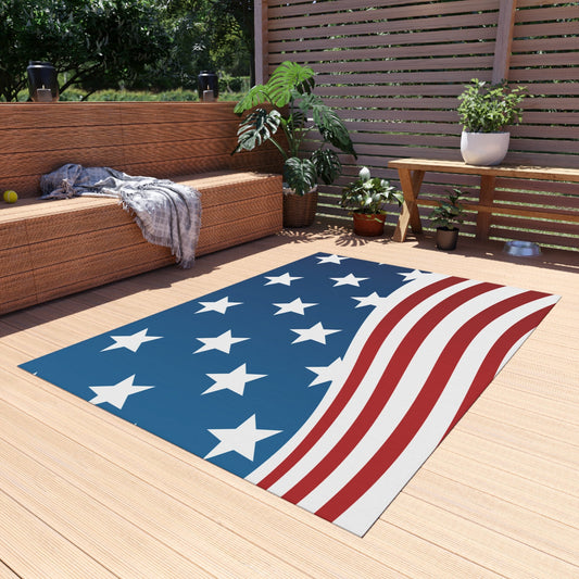 Home Decor Wave of Stars & Stripes Outdoor Rug - Vibrant Styles