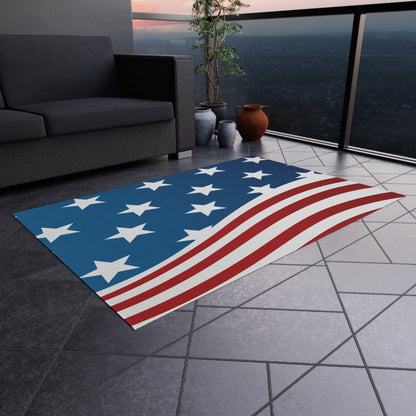 Home Decor Wave of Stars & Stripes Outdoor Rug - Vibrant Styles