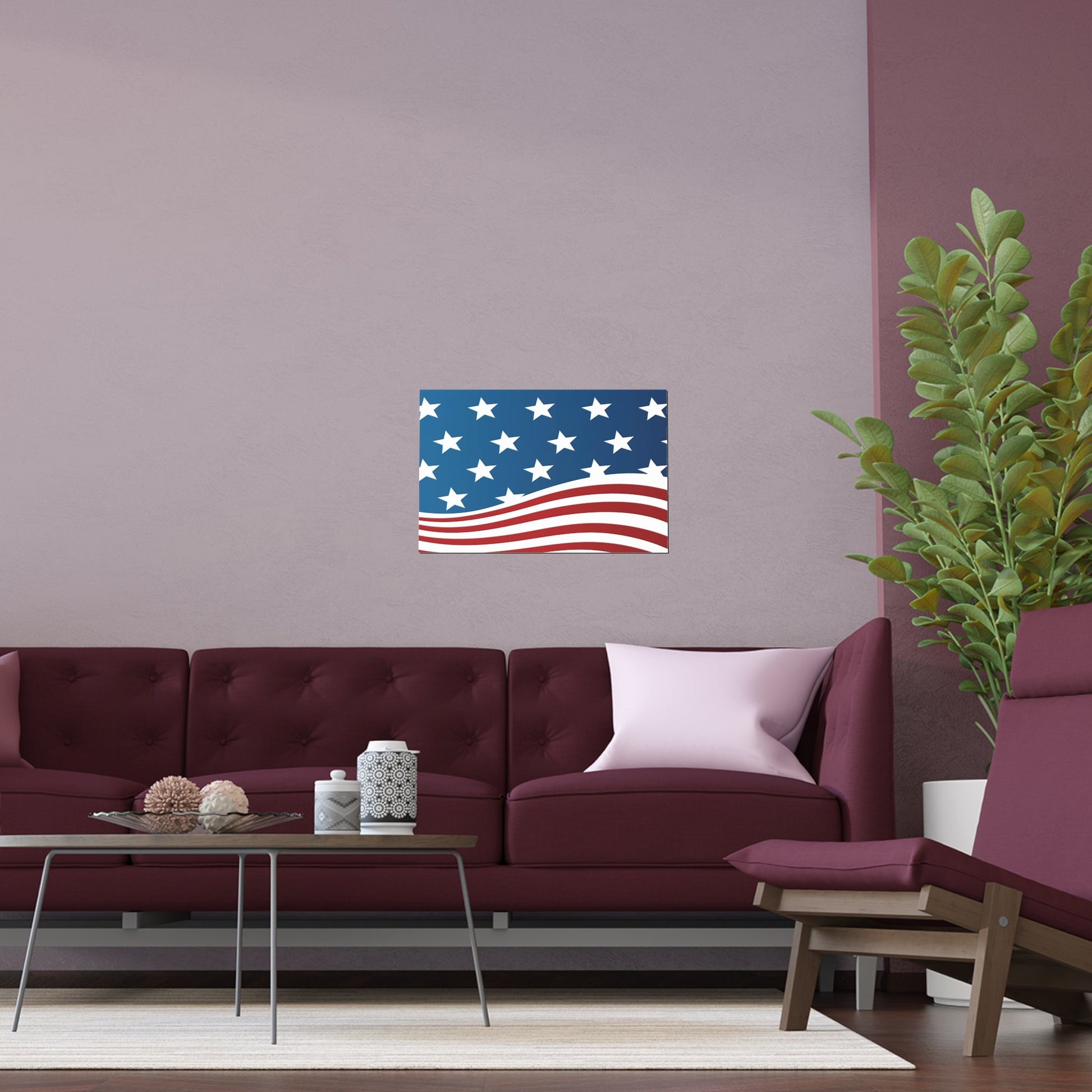 Poster Wave of Stars & Stripes Poster (Water Proof) - Vibrant Styles