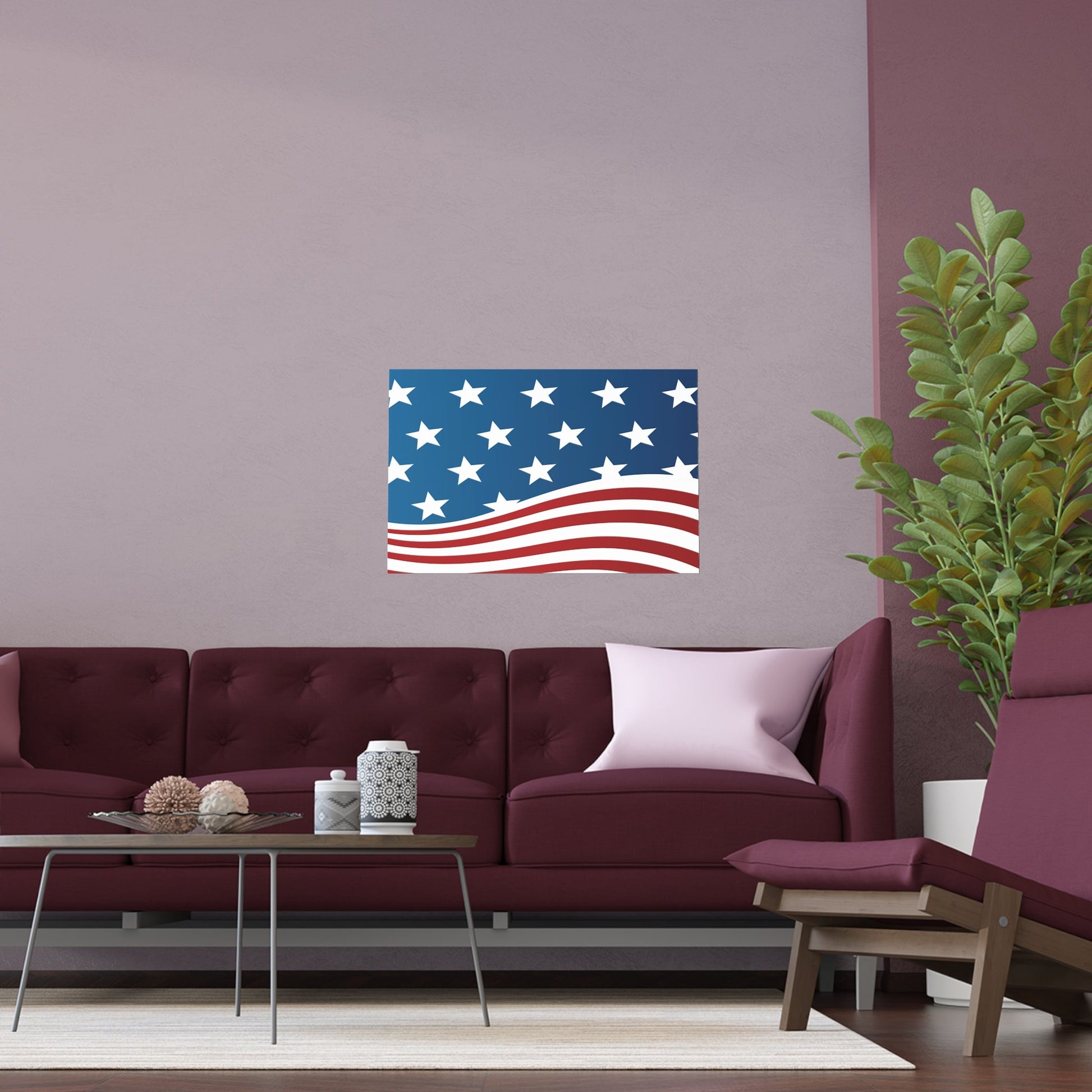 Poster Wave of Stars & Stripes Poster (Water Proof) - Vibrant Styles