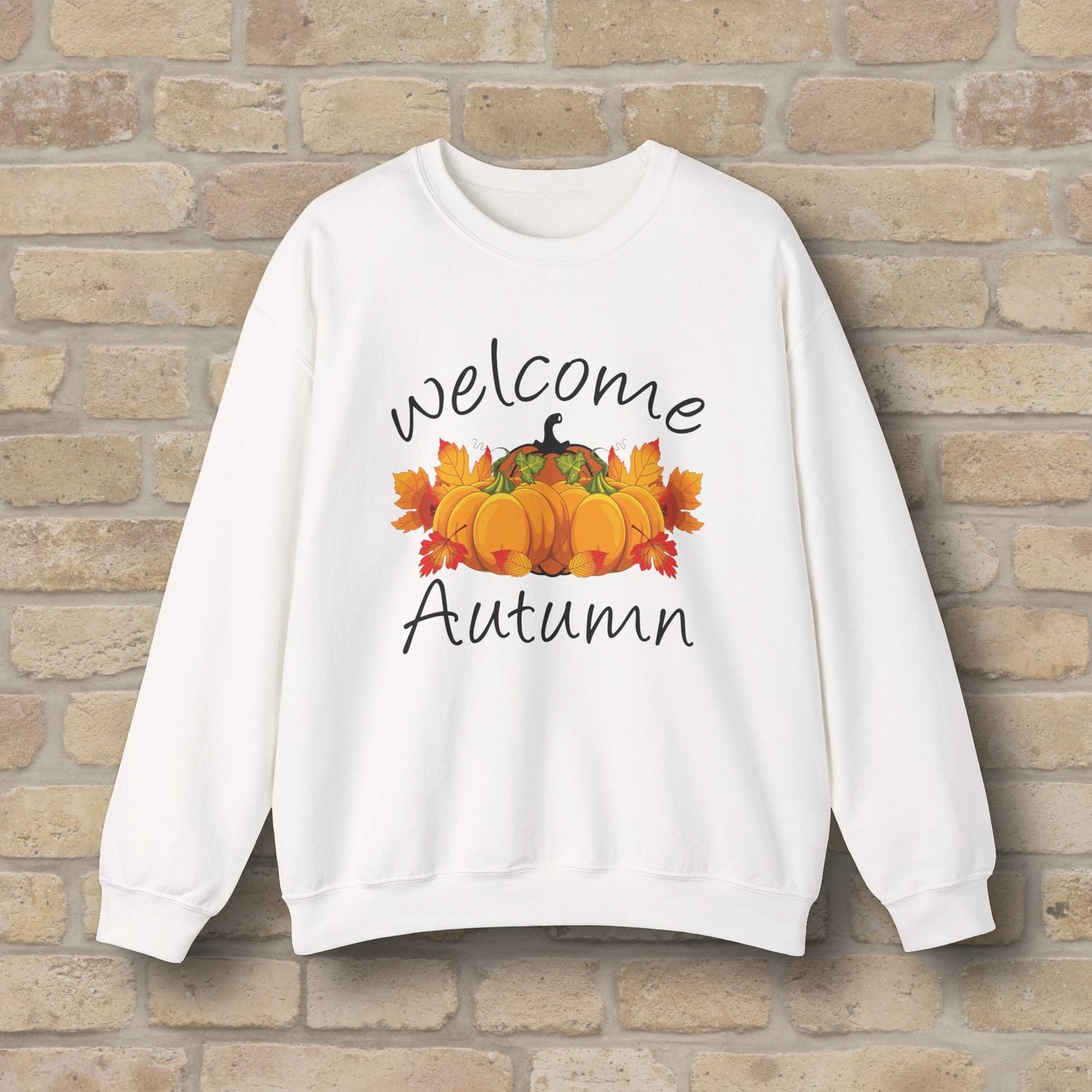Graphic & Text Welcome Autumn Sweatshirt - Vibrant Styles
