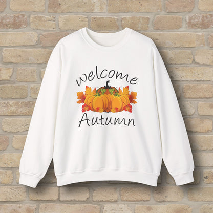 Graphic & Text Welcome Autumn Sweatshirt - Vibrant Styles