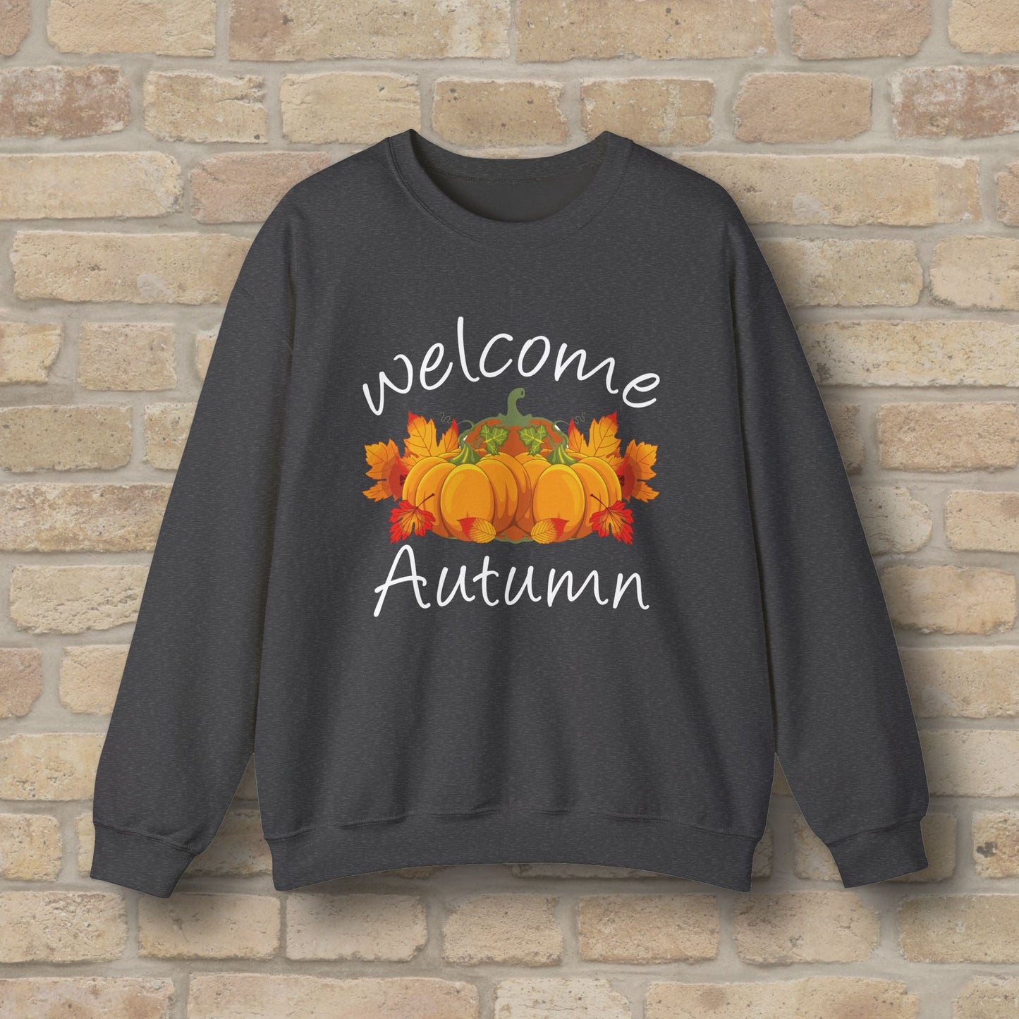 Graphic & Text Welcome Autumn Sweatshirt - Vibrant Styles