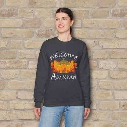 Graphic & Text Welcome Autumn Sweatshirt - Vibrant Styles