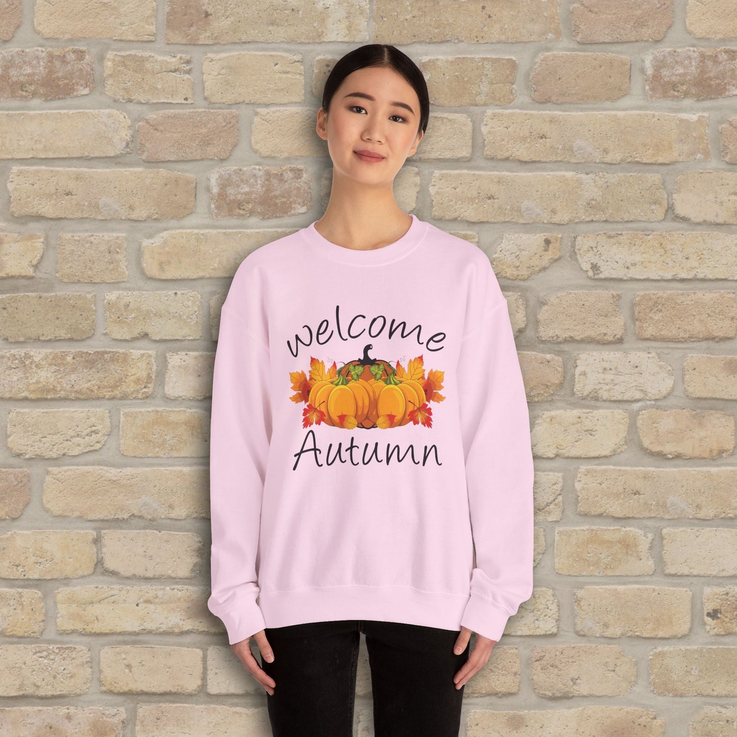 Graphic & Text Welcome Autumn Sweatshirt - Vibrant Styles