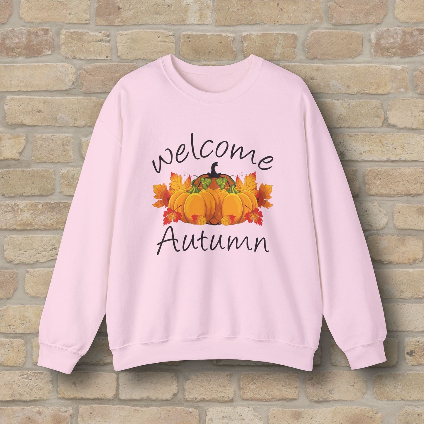 Graphic & Text Welcome Autumn Sweatshirt - Vibrant Styles