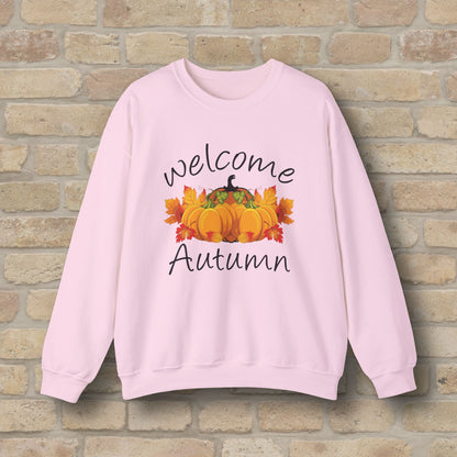 Graphic & Text Welcome Autumn Sweatshirt - Vibrant Styles