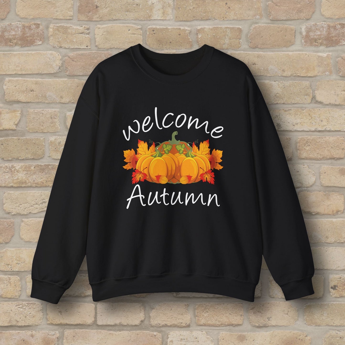 Graphic & Text Welcome Autumn Sweatshirt - Vibrant Styles