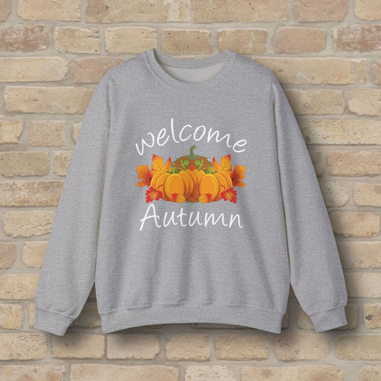 Graphic & Text Welcome Autumn Sweatshirt - Vibrant Styles