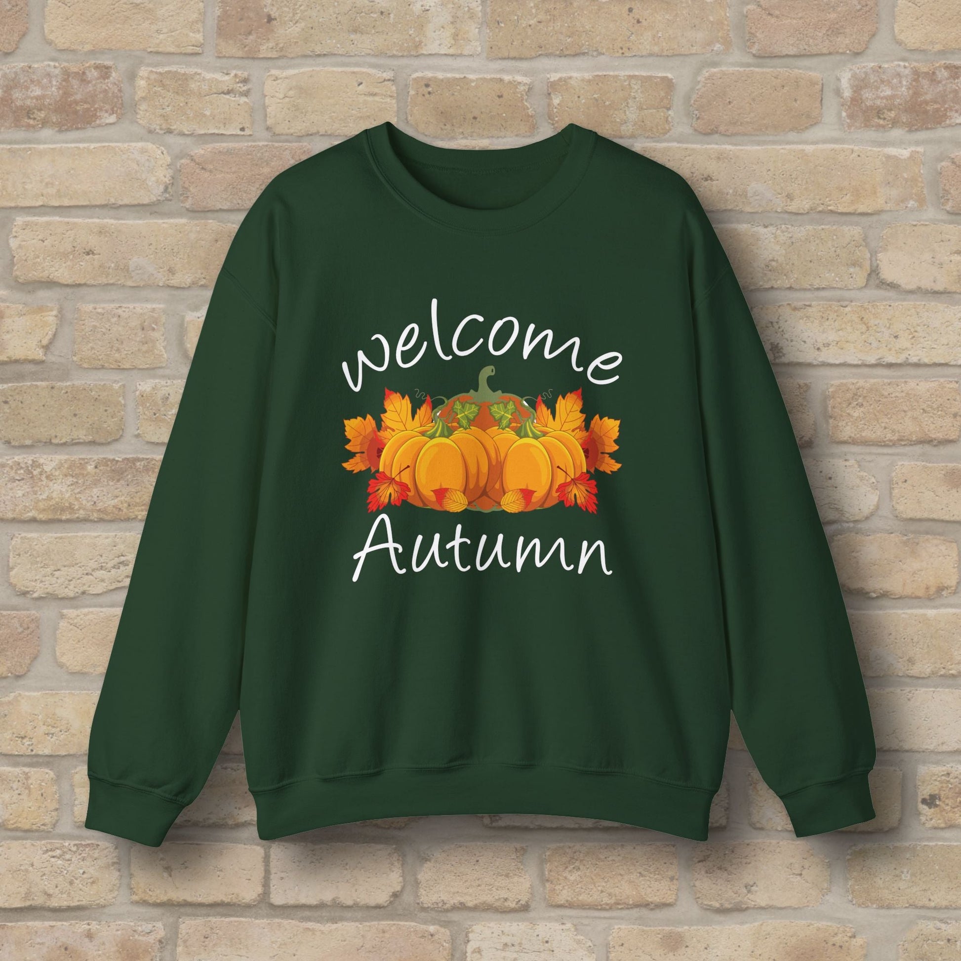 Graphic & Text Welcome Autumn Sweatshirt - Vibrant Styles
