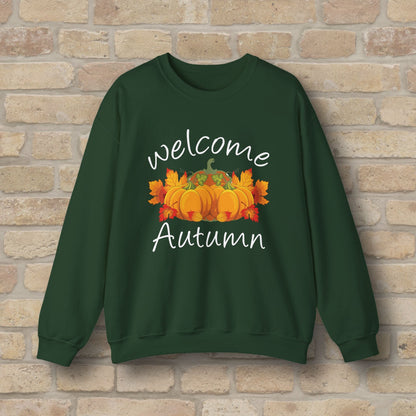 Graphic & Text Welcome Autumn Sweatshirt - Vibrant Styles