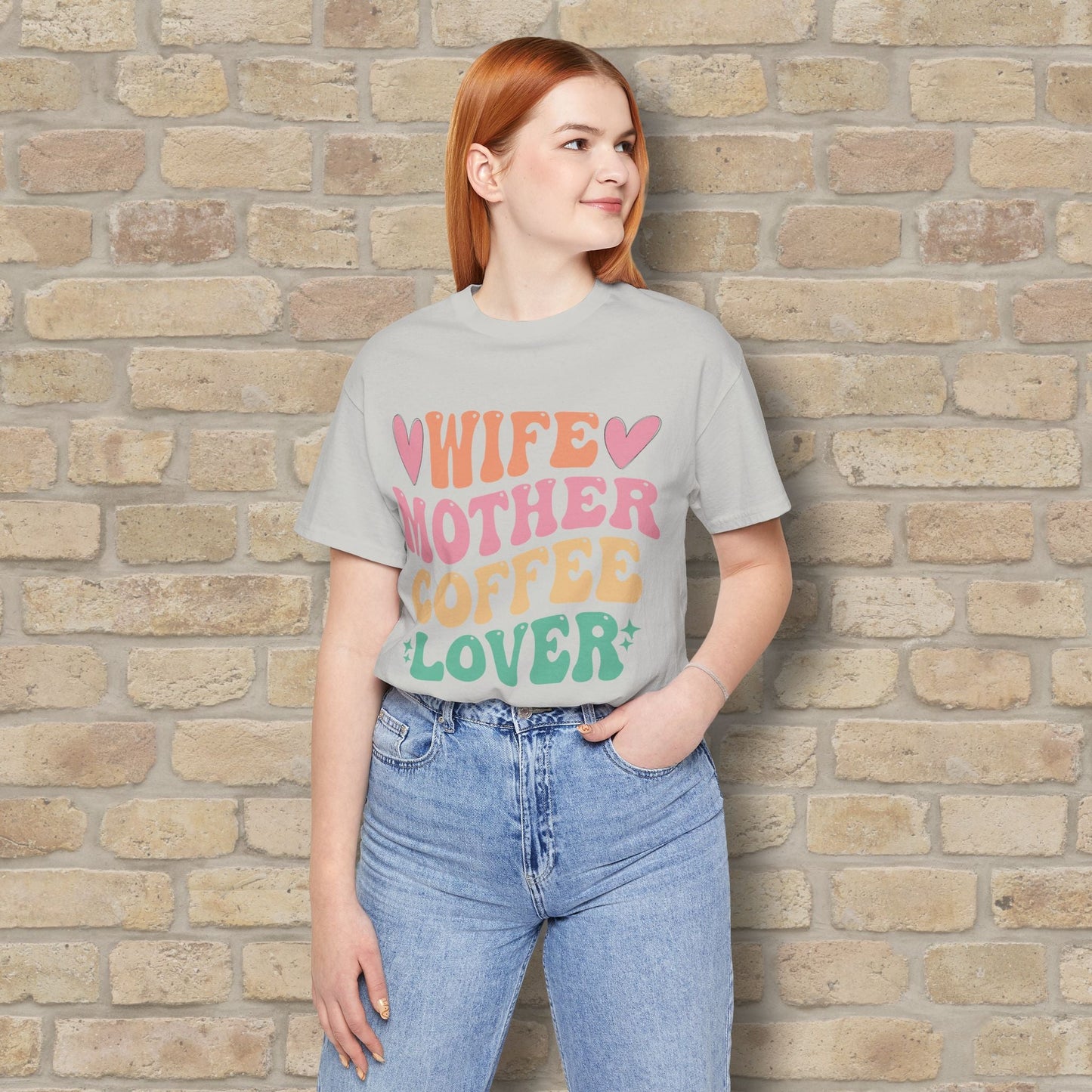 Mostly Text T-Shirts Wife. Mother. Coffee Lover. Tee - Vibrant Styles