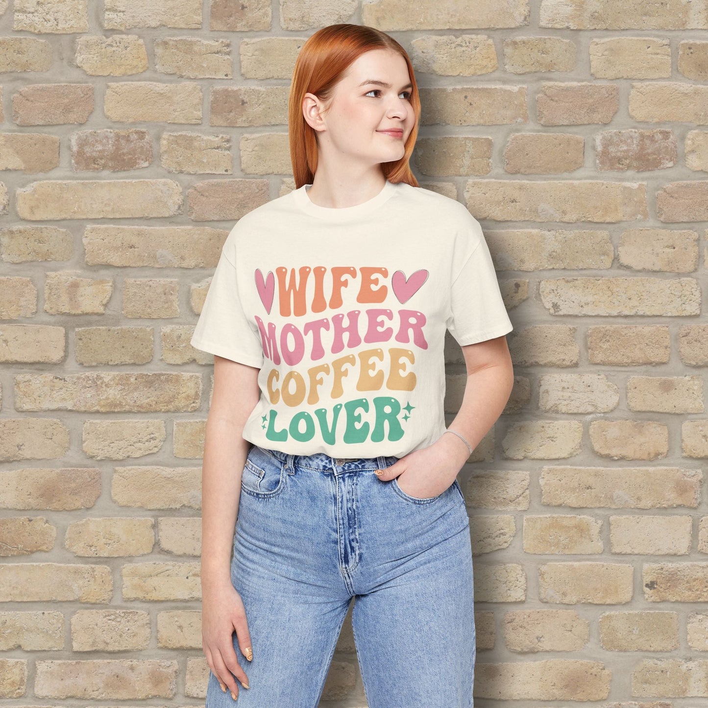 Mostly Text T-Shirts Wife. Mother. Coffee Lover. Tee - Vibrant Styles