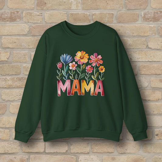 Graphic & Text Wildflower Mama Sweatshirt - Vibrant Styles