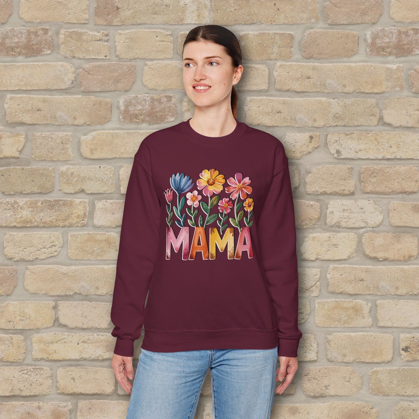 Graphic & Text Wildflower Mama Sweatshirt - Vibrant Styles