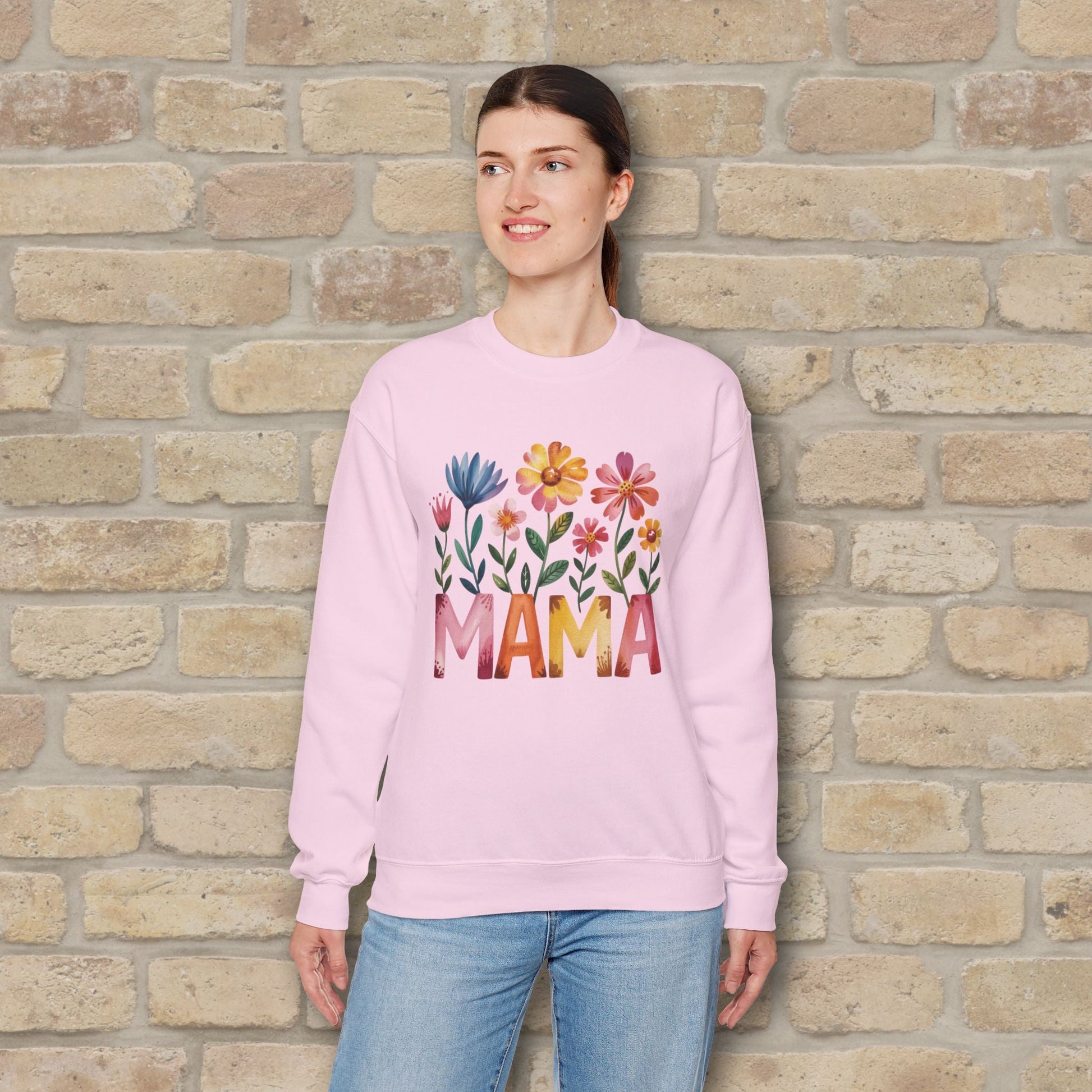 Graphic & Text Wildflower Mama Sweatshirt - Vibrant Styles
