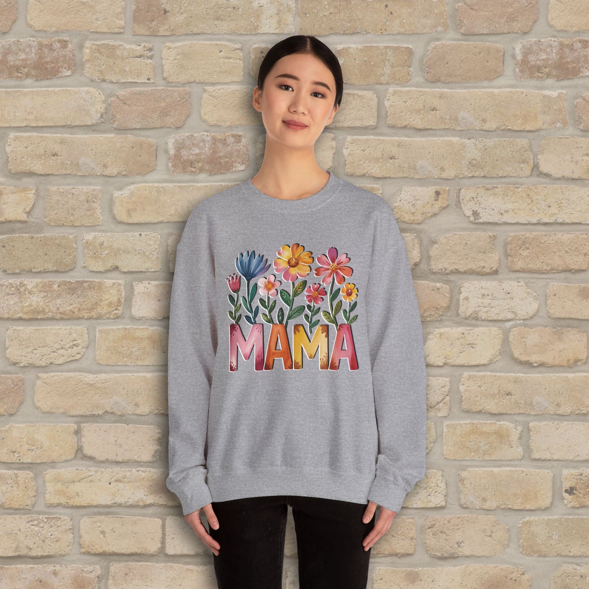 Graphic & Text Wildflower Mama Sweatshirt - Vibrant Styles
