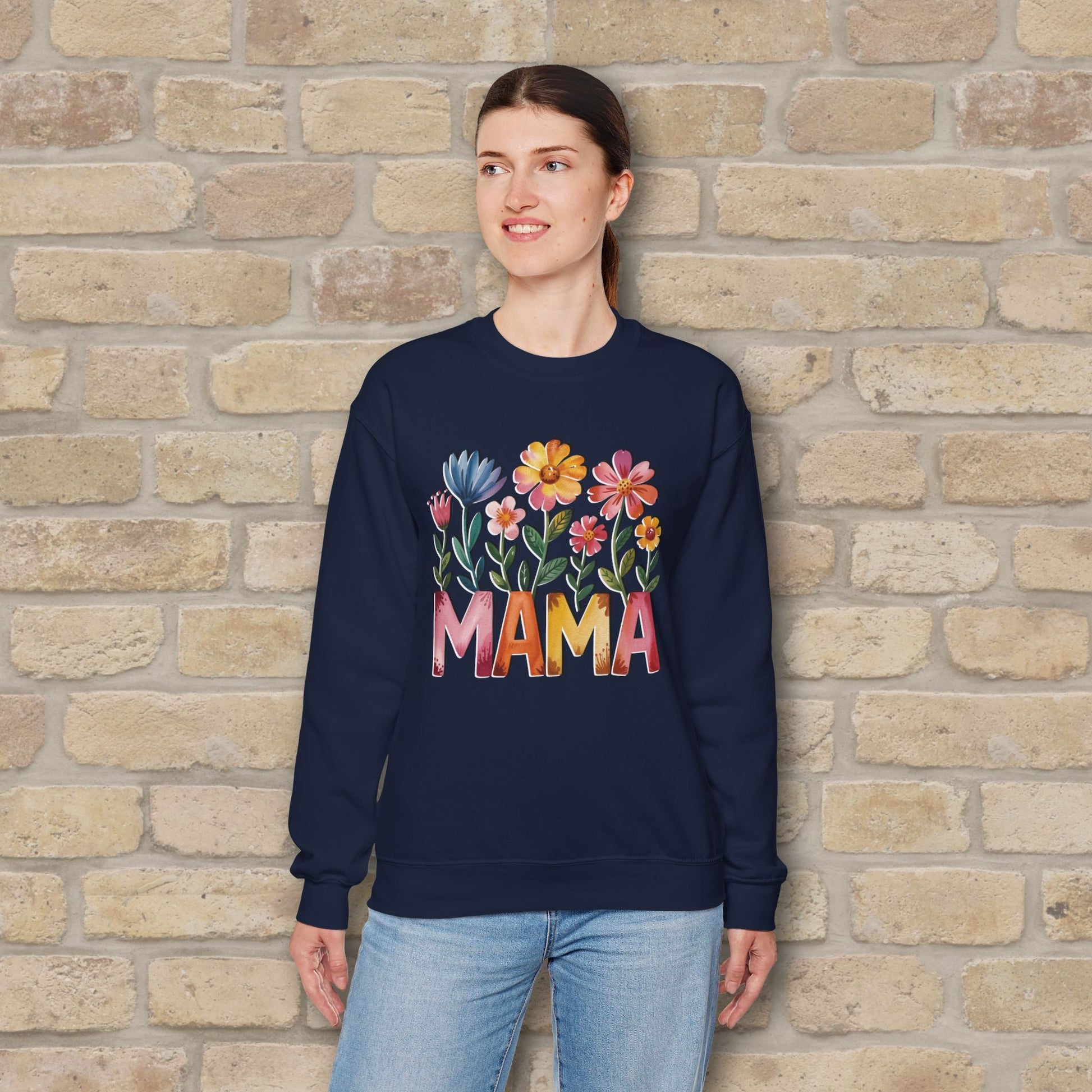 Graphic & Text Wildflower Mama Sweatshirt - Vibrant Styles