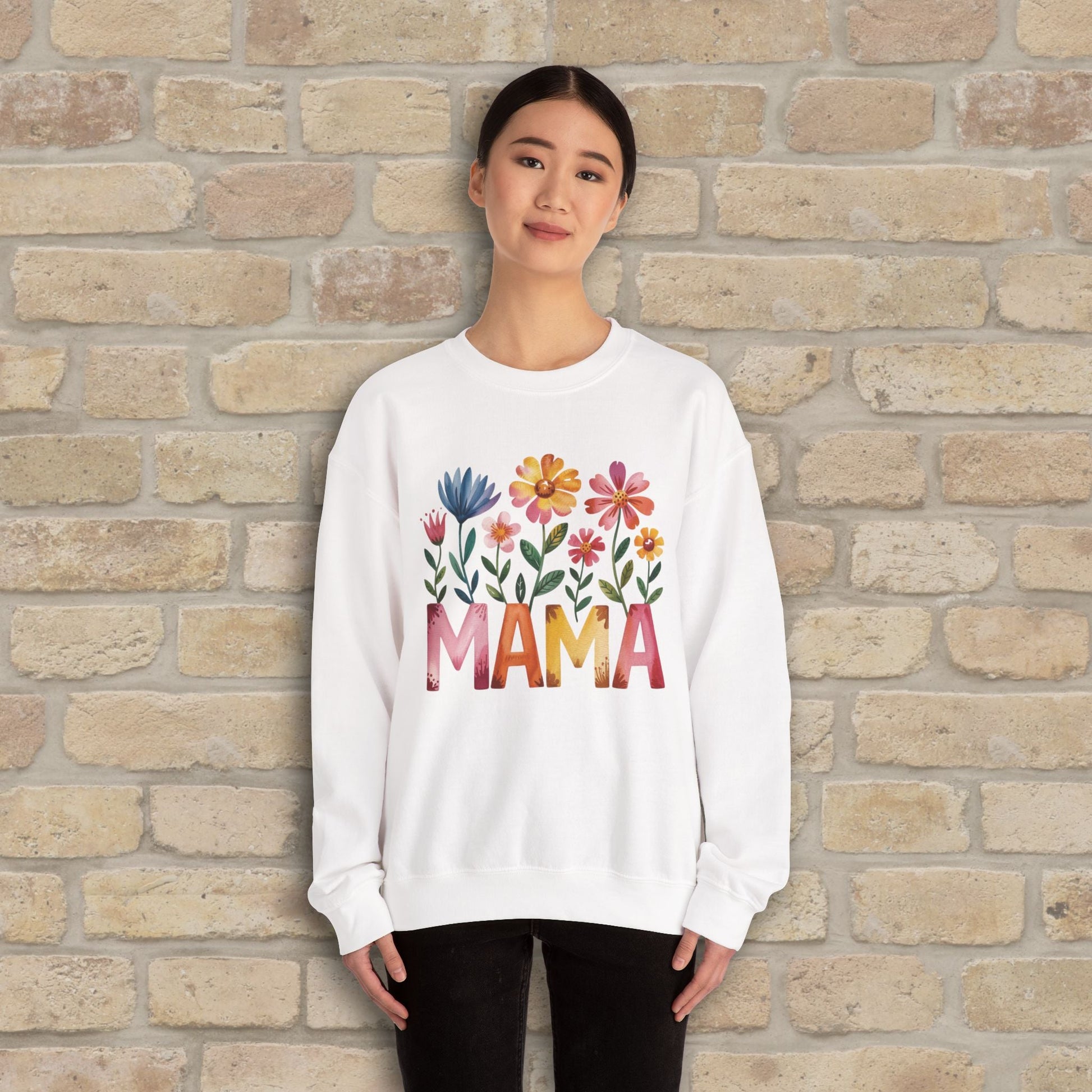 Graphic & Text Wildflower Mama Sweatshirt - Vibrant Styles