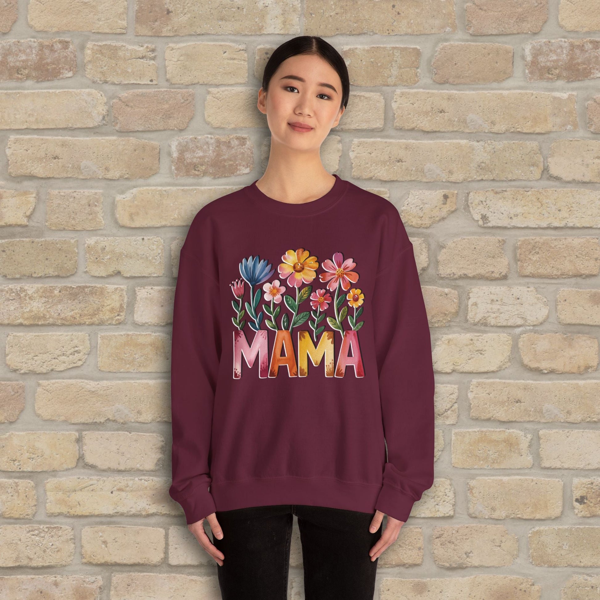 Graphic & Text Wildflower Mama Sweatshirt - Vibrant Styles