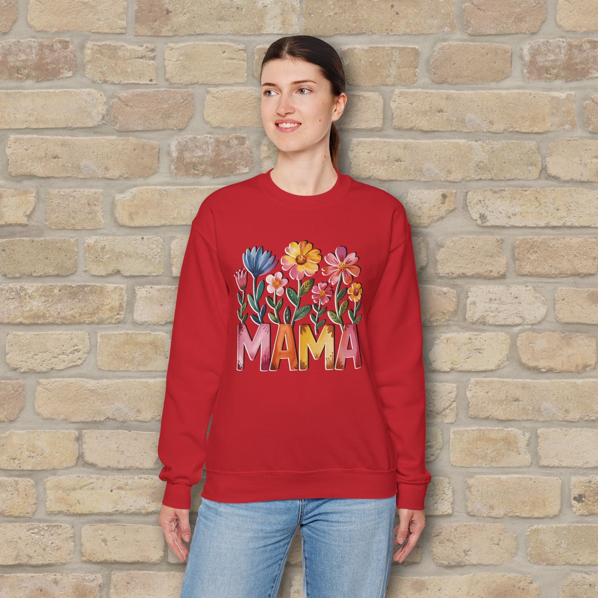 Graphic & Text Wildflower Mama Sweatshirt - Vibrant Styles