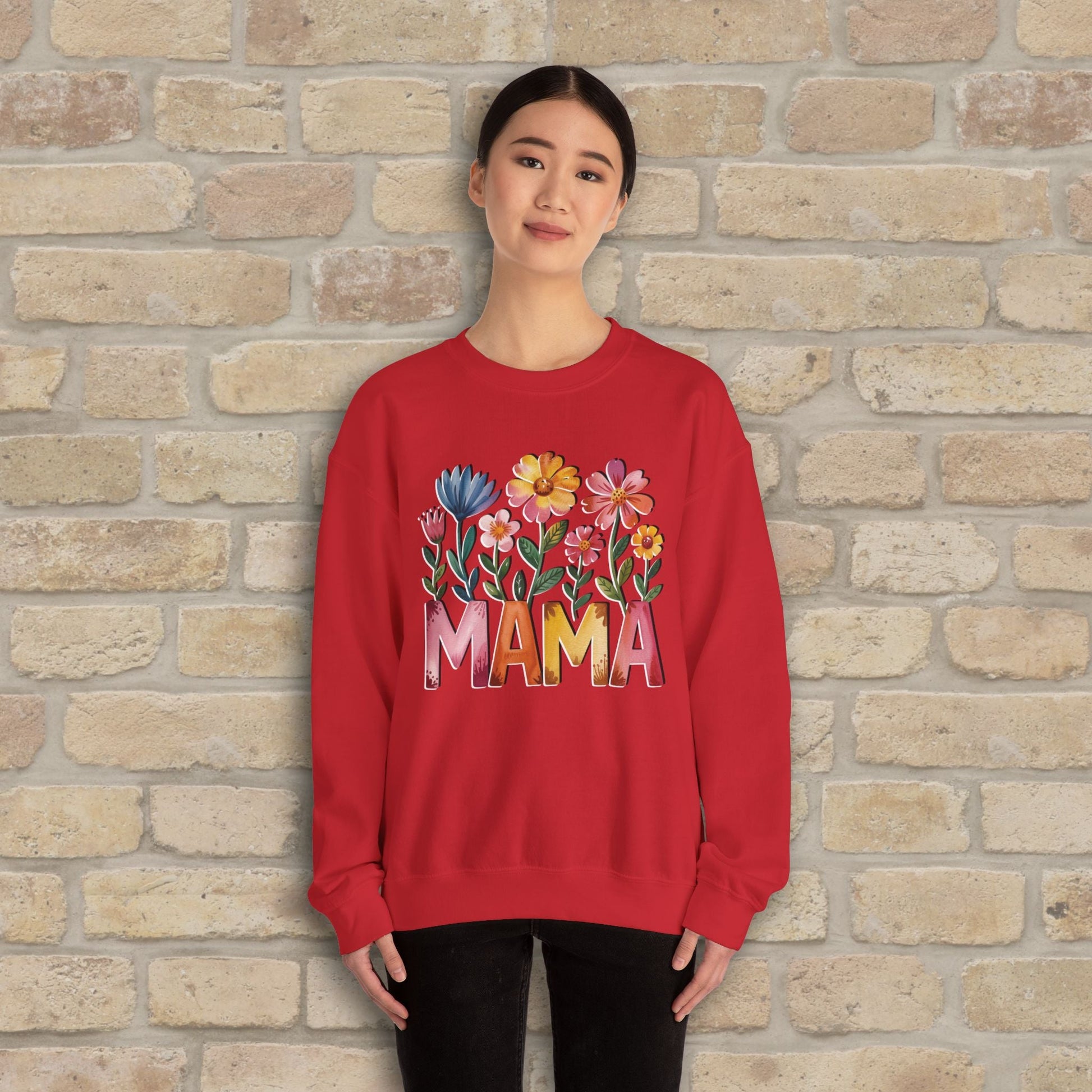 Graphic & Text Wildflower Mama Sweatshirt - Vibrant Styles