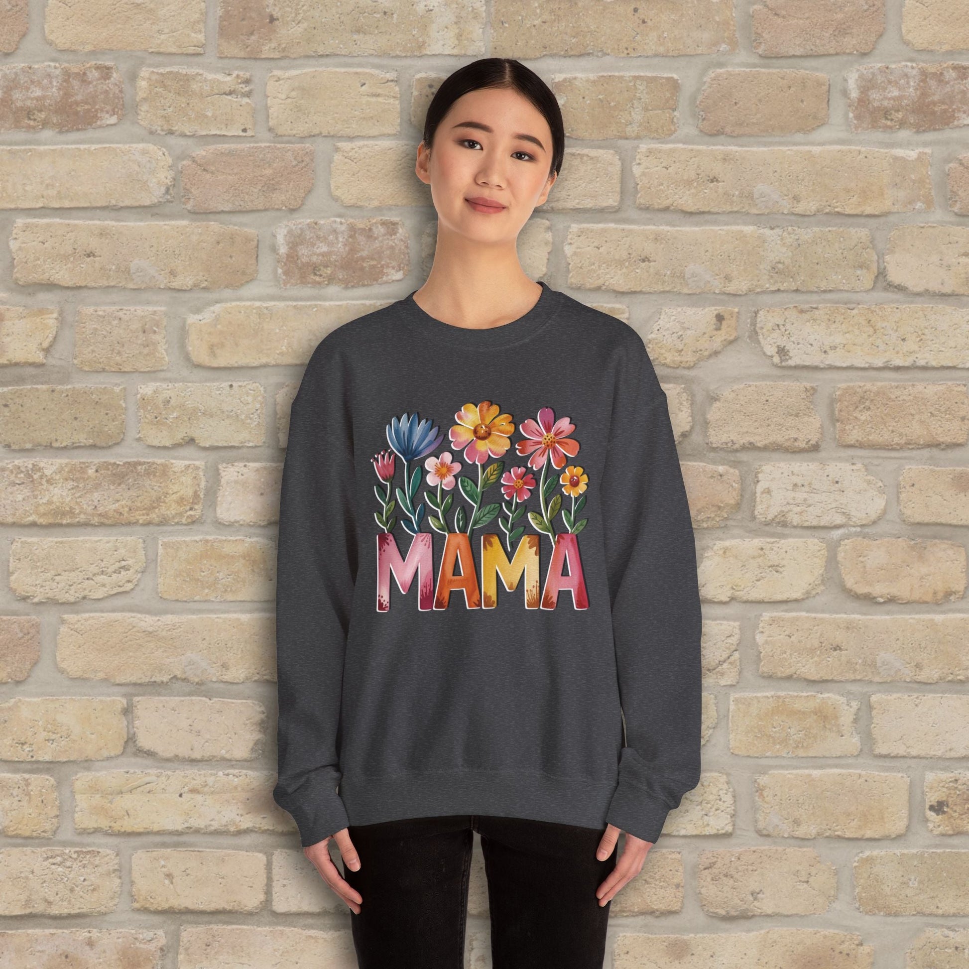 Graphic & Text Wildflower Mama Sweatshirt - Vibrant Styles