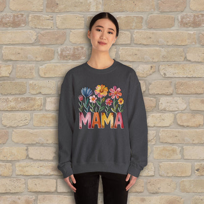 Graphic & Text Wildflower Mama Sweatshirt - Vibrant Styles