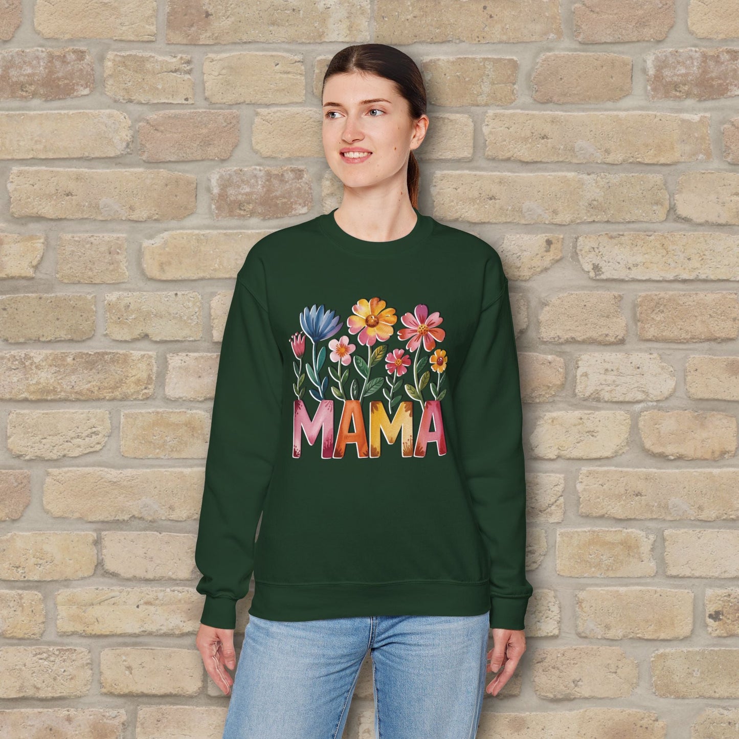 Graphic & Text Wildflower Mama Sweatshirt - Vibrant Styles