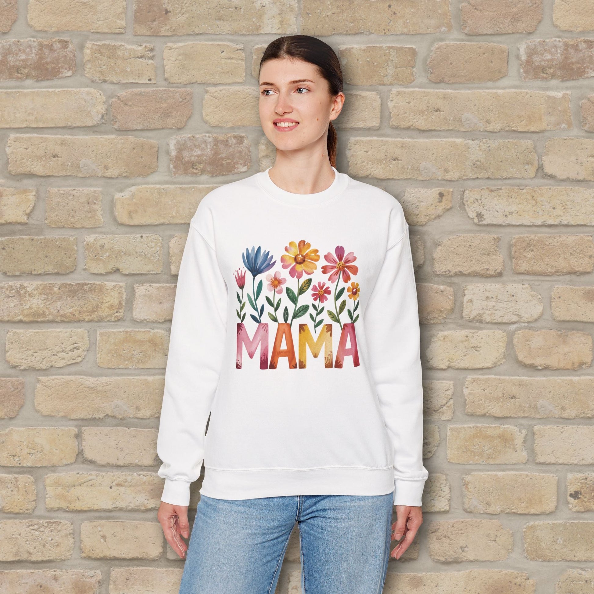 Graphic & Text Wildflower Mama Sweatshirt - Vibrant Styles