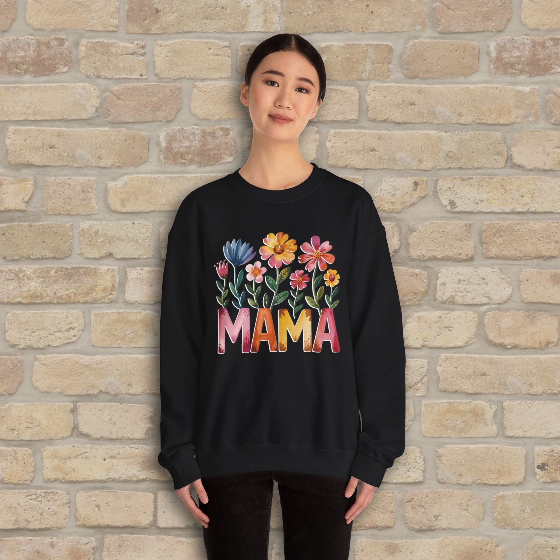 Graphic & Text Wildflower Mama Sweatshirt - Vibrant Styles