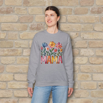 Graphic & Text Wildflower Mama Sweatshirt - Vibrant Styles